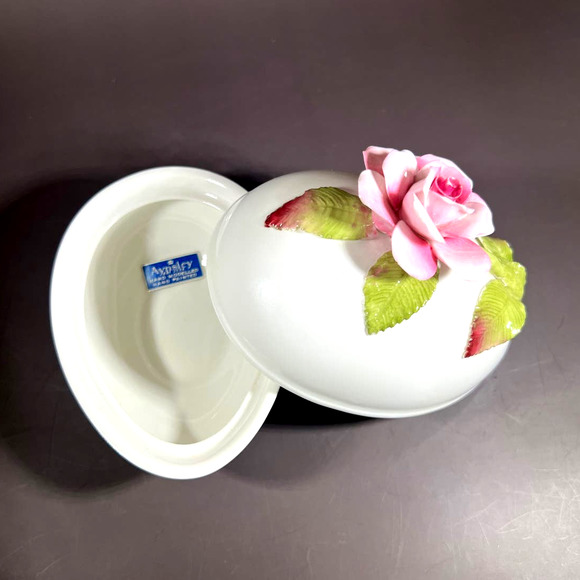 Vintage Aynsley Hand Paint Porcelain Fine China Egg Shape Trinket Box Easter - Picture 6 of 9